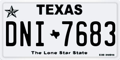 TX license plate DNI7683