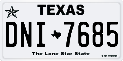 TX license plate DNI7685
