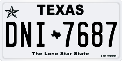 TX license plate DNI7687