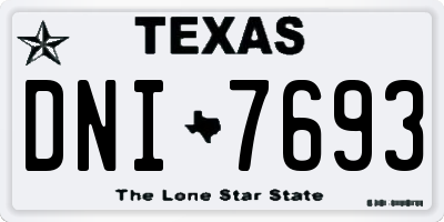 TX license plate DNI7693