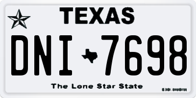 TX license plate DNI7698