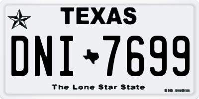 TX license plate DNI7699