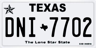 TX license plate DNI7702