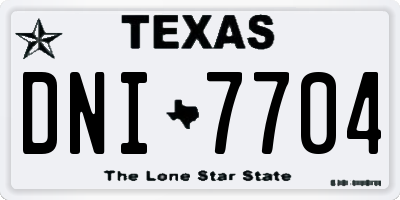 TX license plate DNI7704
