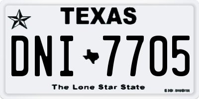 TX license plate DNI7705