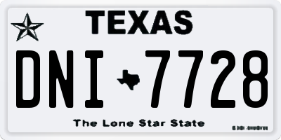 TX license plate DNI7728
