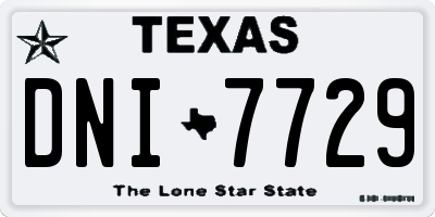 TX license plate DNI7729