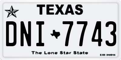 TX license plate DNI7743