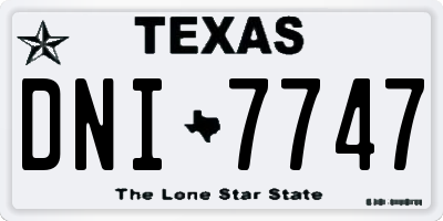 TX license plate DNI7747