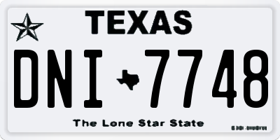 TX license plate DNI7748