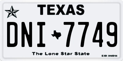 TX license plate DNI7749