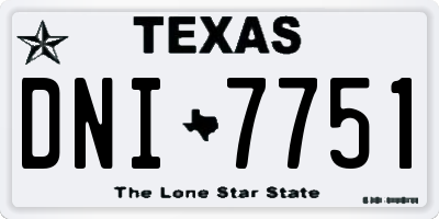 TX license plate DNI7751