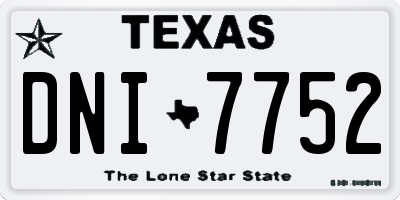 TX license plate DNI7752