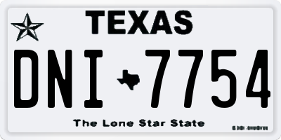 TX license plate DNI7754
