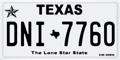 TX license plate DNI7760