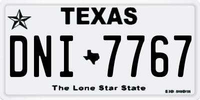 TX license plate DNI7767