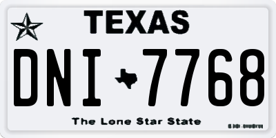 TX license plate DNI7768
