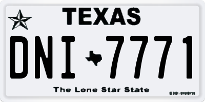 TX license plate DNI7771