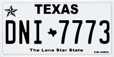 TX license plate DNI7773