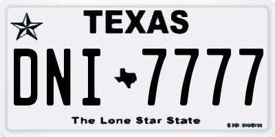 TX license plate DNI7777