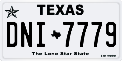 TX license plate DNI7779