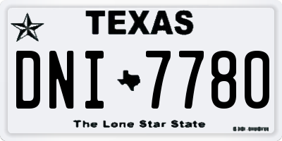 TX license plate DNI7780