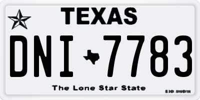 TX license plate DNI7783
