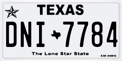 TX license plate DNI7784