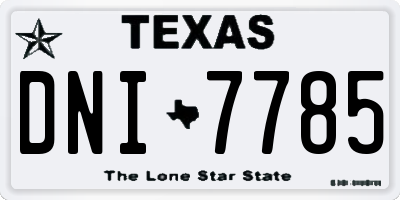 TX license plate DNI7785