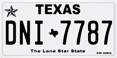 TX license plate DNI7787