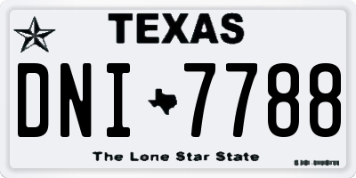 TX license plate DNI7788