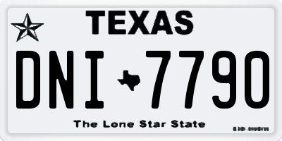 TX license plate DNI7790