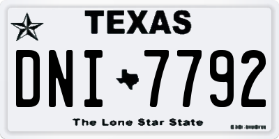 TX license plate DNI7792