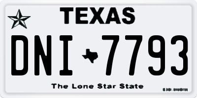 TX license plate DNI7793