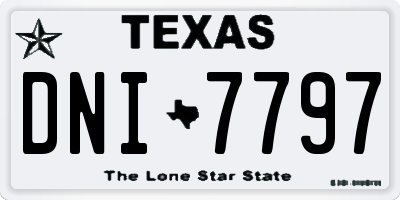 TX license plate DNI7797