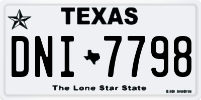 TX license plate DNI7798