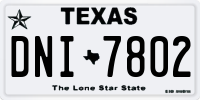 TX license plate DNI7802