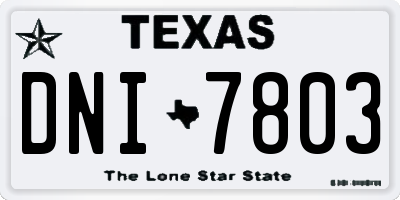 TX license plate DNI7803