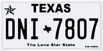 TX license plate DNI7807