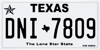 TX license plate DNI7809