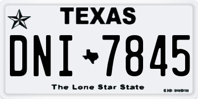 TX license plate DNI7845