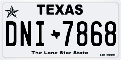 TX license plate DNI7868