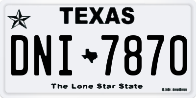 TX license plate DNI7870
