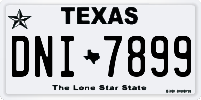 TX license plate DNI7899