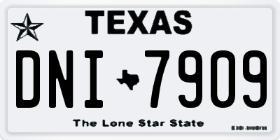 TX license plate DNI7909