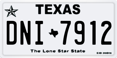 TX license plate DNI7912