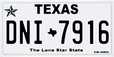 TX license plate DNI7916