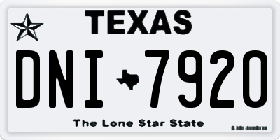 TX license plate DNI7920