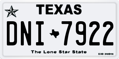TX license plate DNI7922