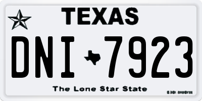 TX license plate DNI7923